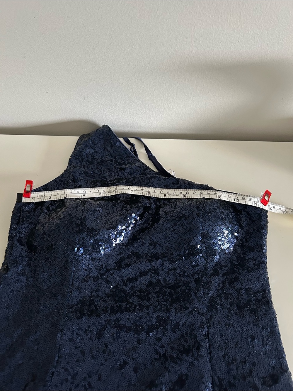 Living For The Party Navy Blue Sequin Sparkly One-Shoulder Mini Dress - Picture 4 of 6